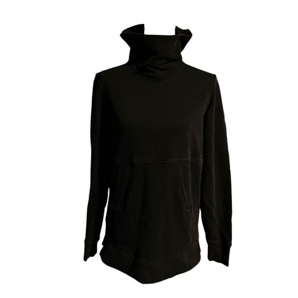 Lululemon Press Pause Turtle Neck Long Sleeve Pullover Sweatshirt Black Size 8 - Picture 1 of 5